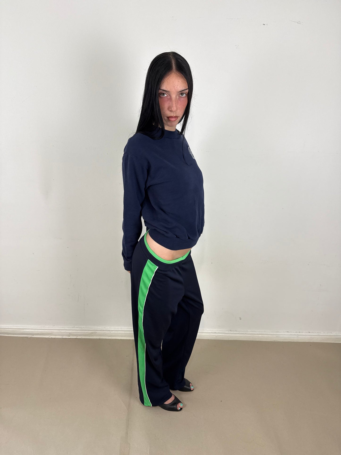 2000s navy green track pants
