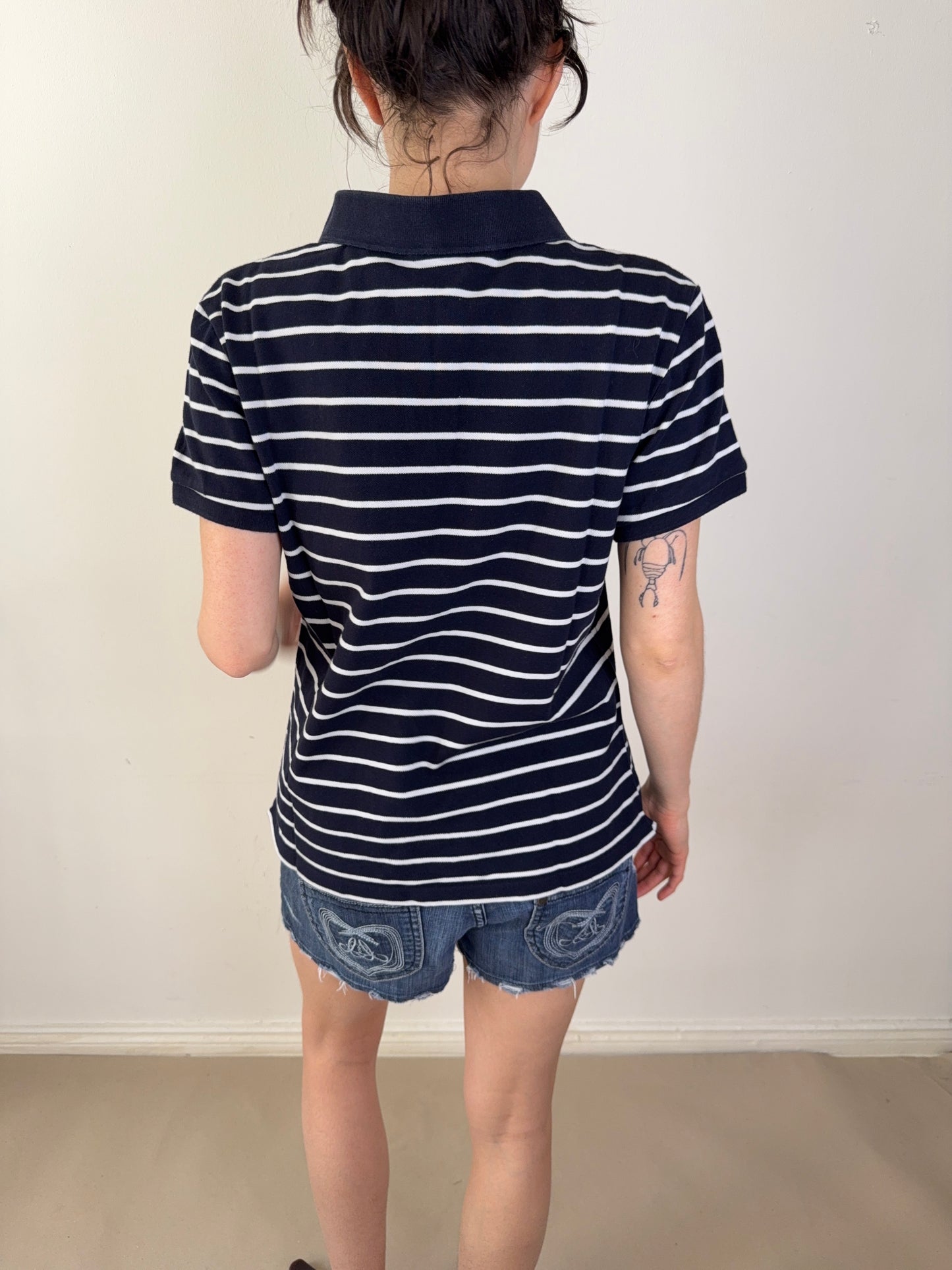 2000s striped polo tee