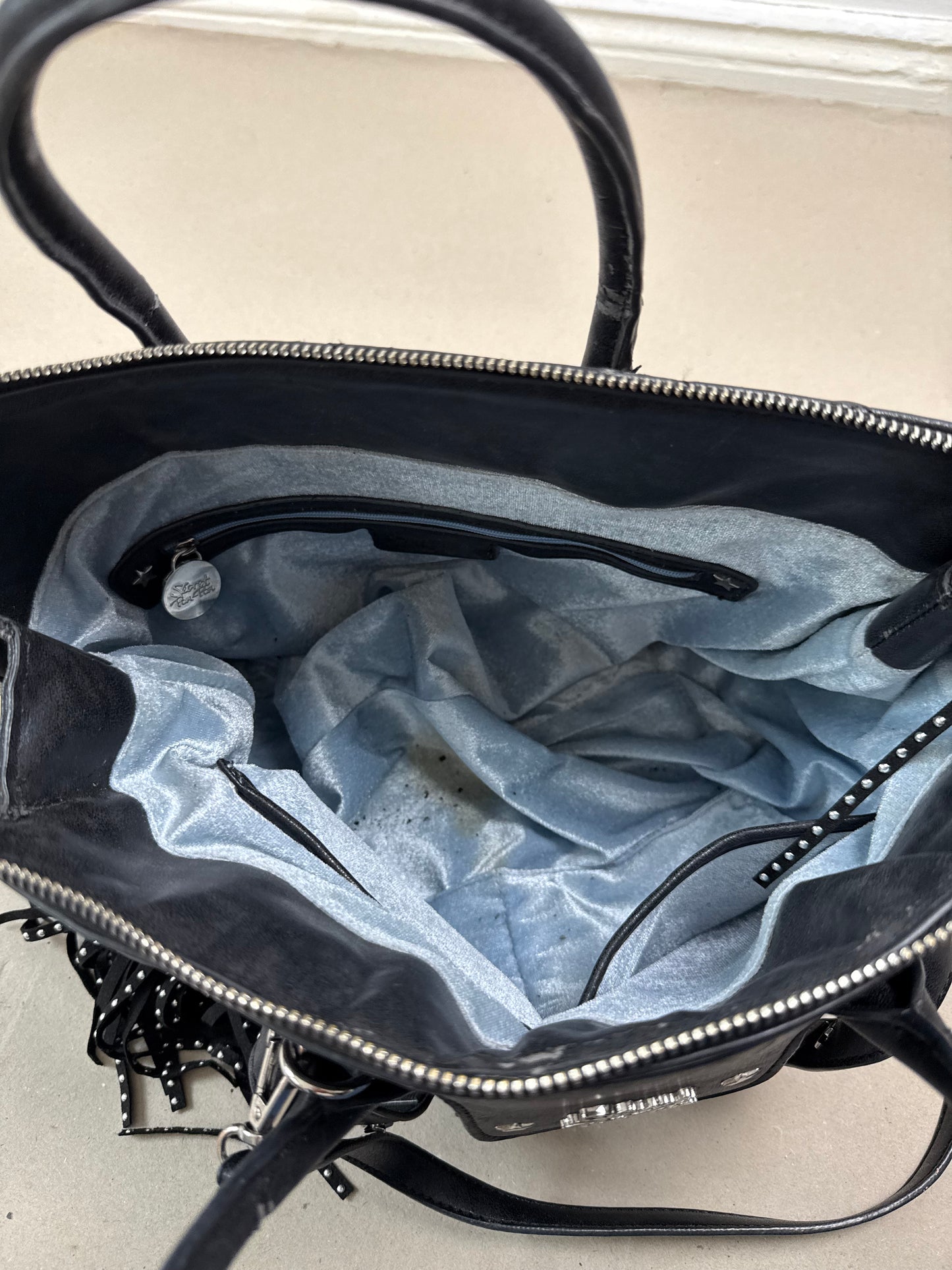 2000s fringe firkin bag black