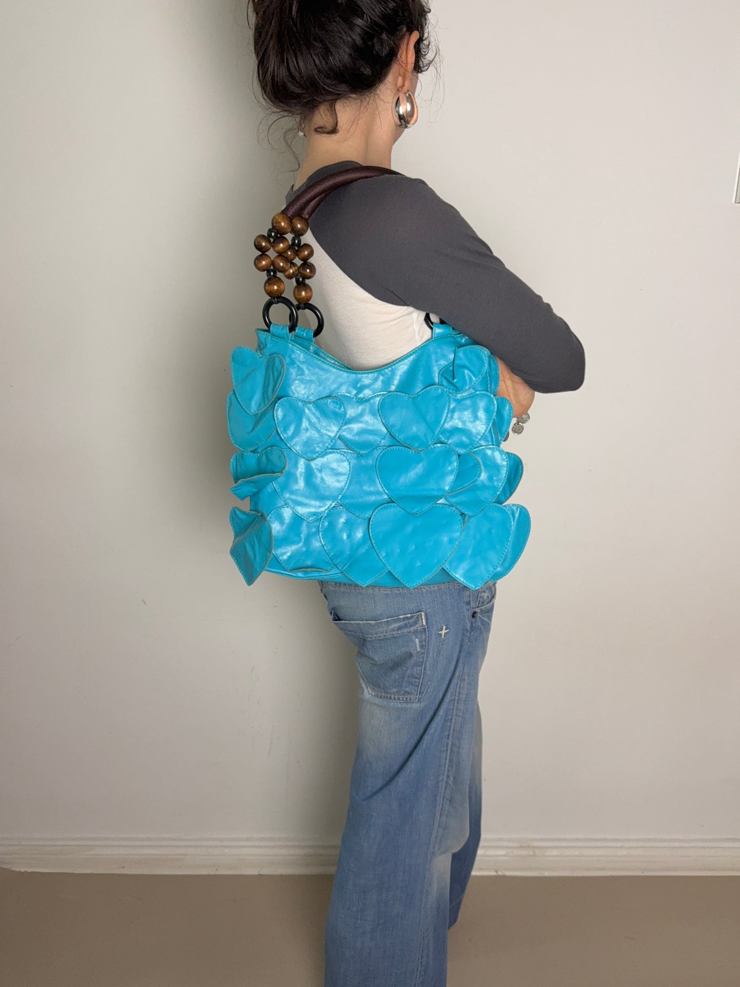 2000s beaded turqoise bag