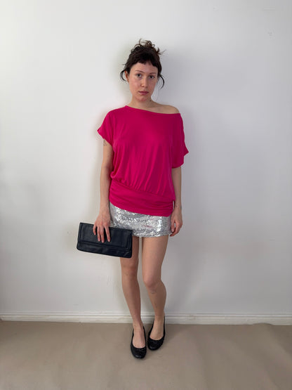 2000s pink off shoulder top