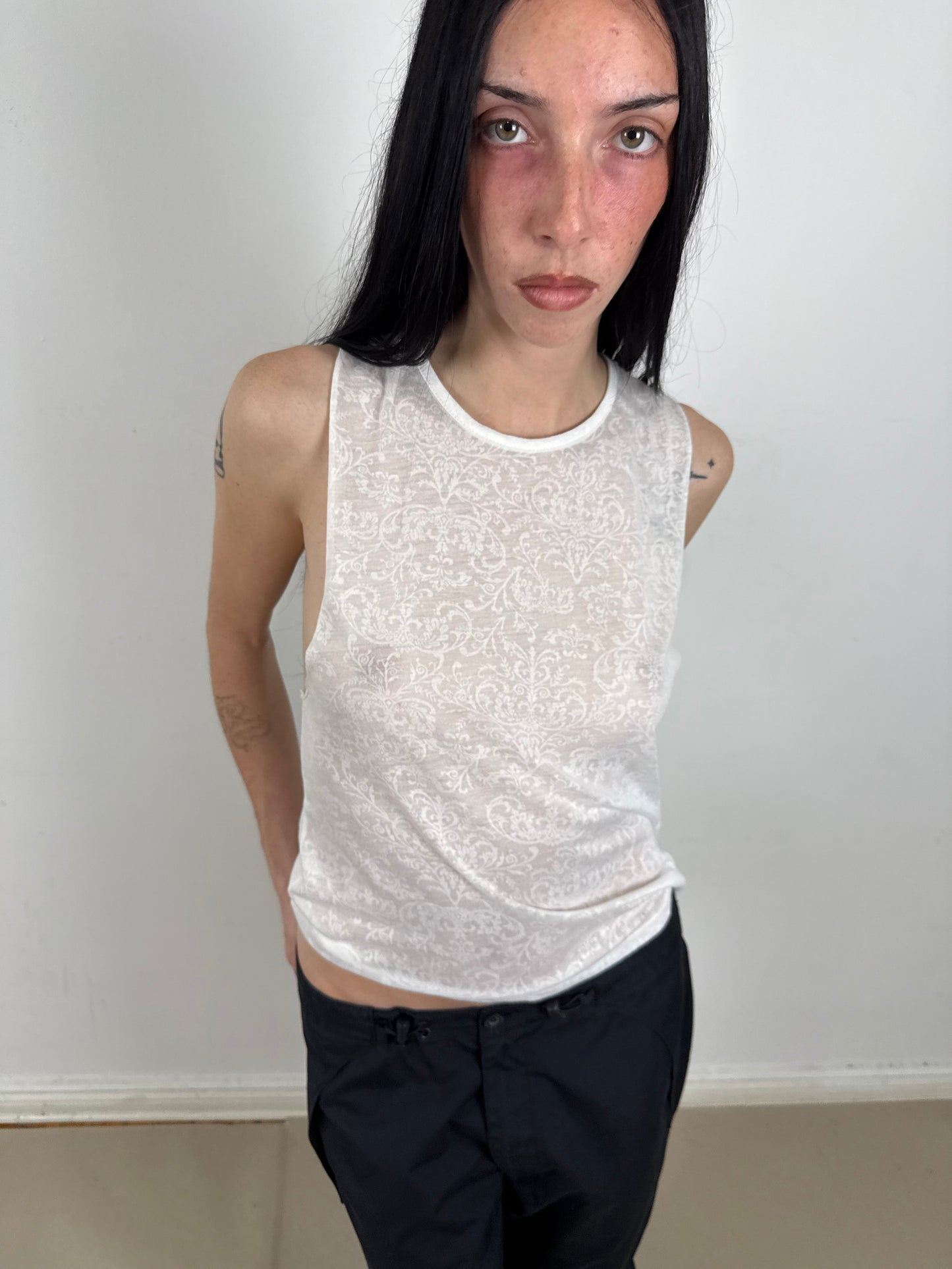 2000s sheer white top