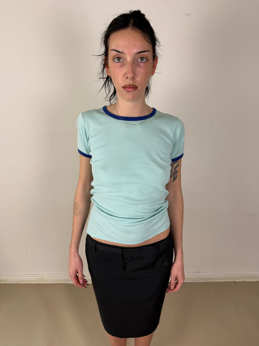 80s turquoise ringer tee