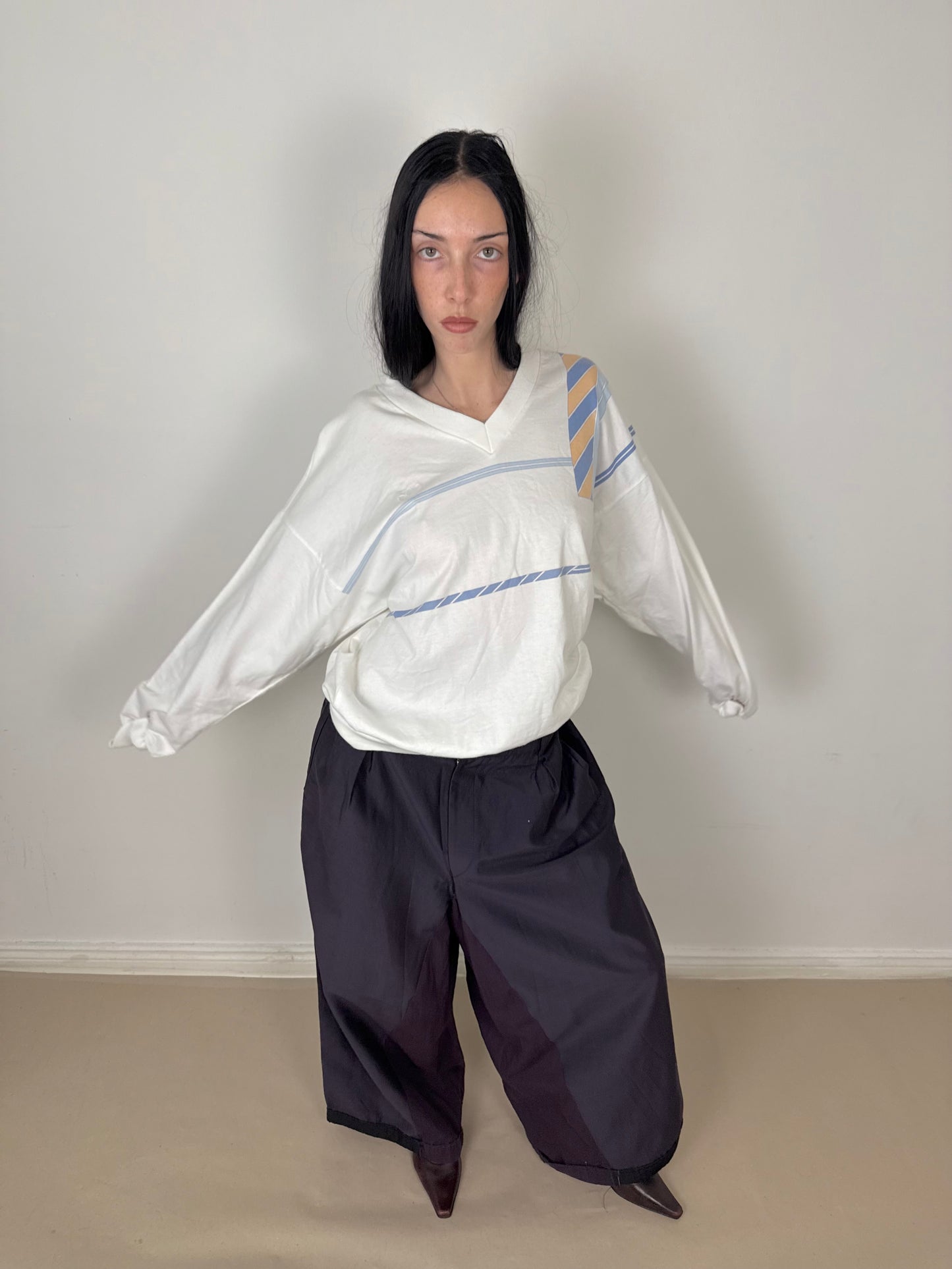 1980s adidas v neck sweater