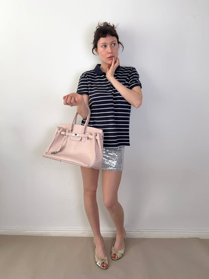 2000s striped polo tee