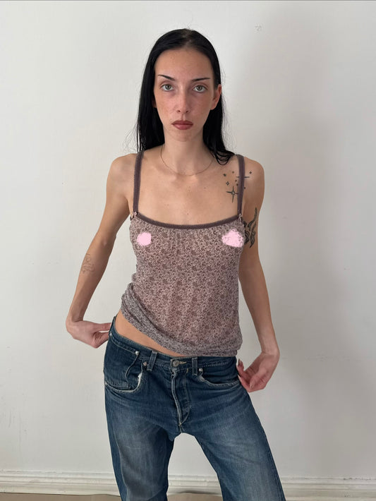2000s mesh flower cami