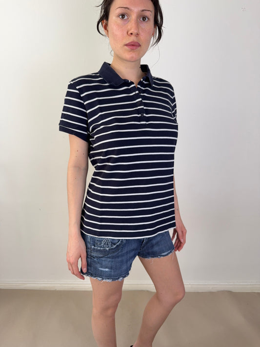 2000s striped polo tee