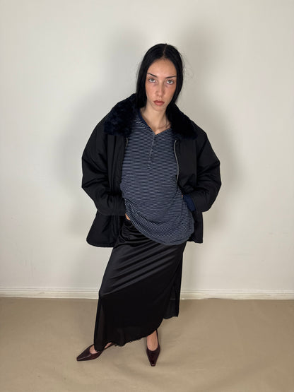 1990s fur collar coat