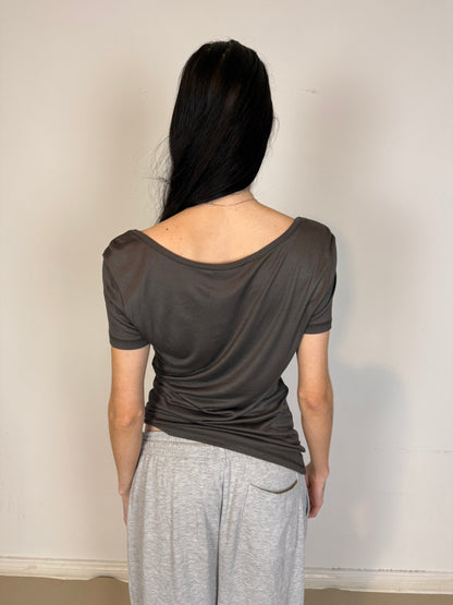 2000s asymmetrical button tee