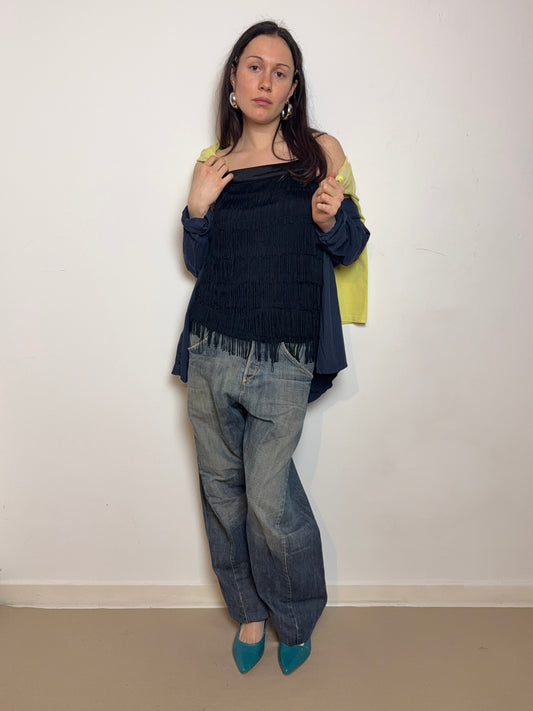 2000s fringe top black