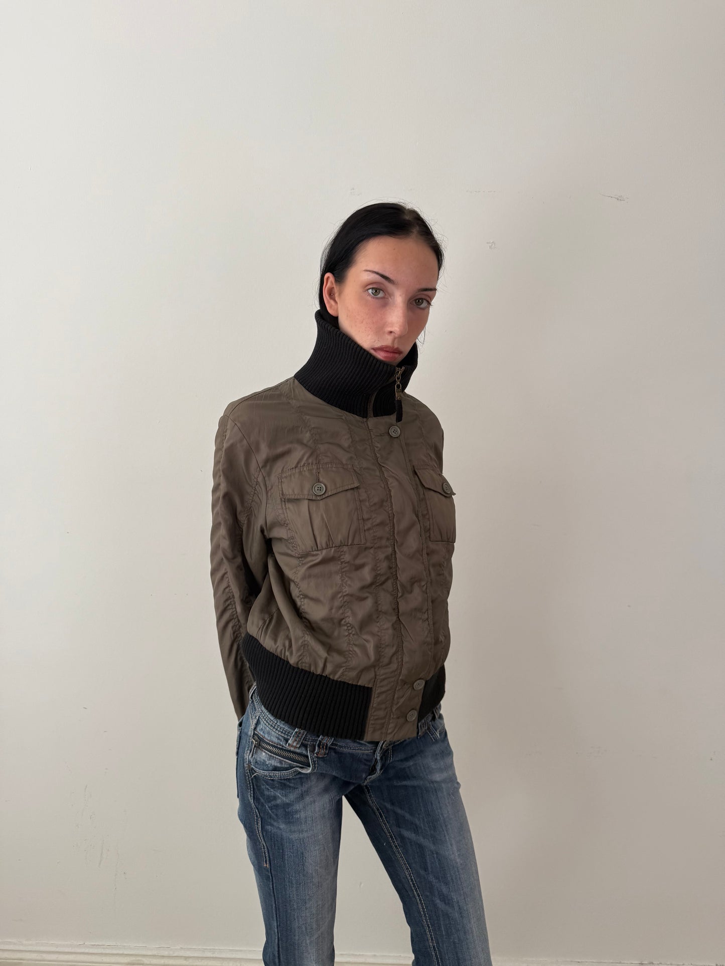 2000s cropped bomber jacket