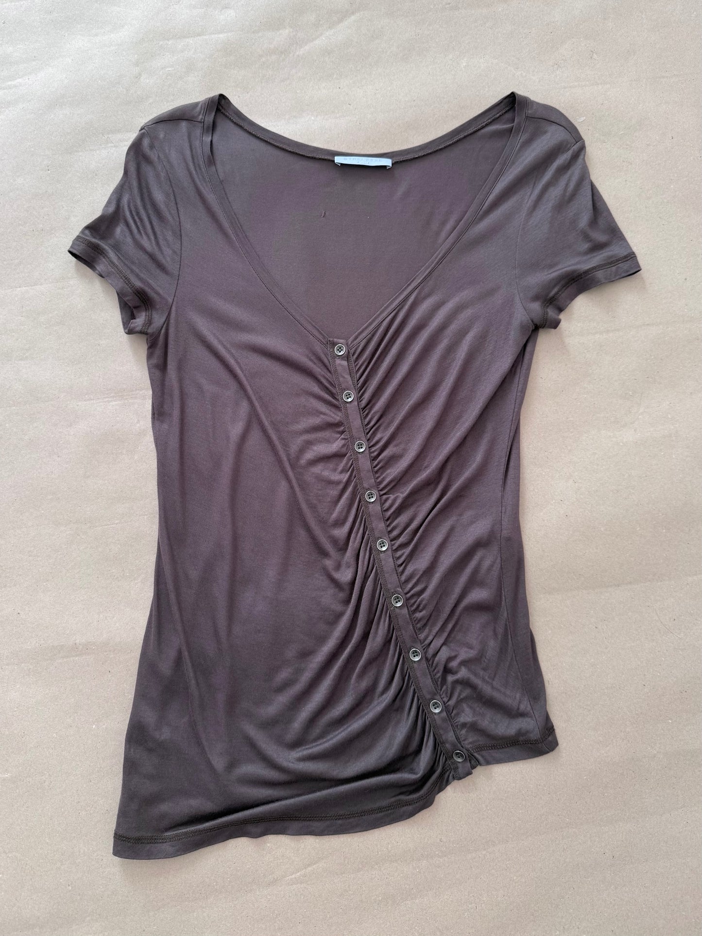 2000s asymmetrical button tee