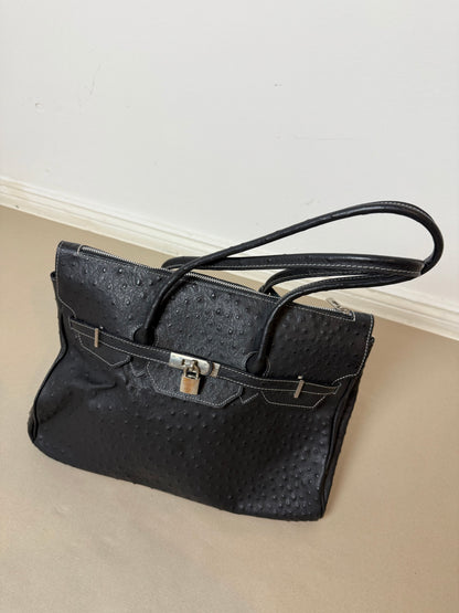 1990s firkin leather bag