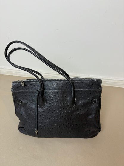1990s firkin leather bag