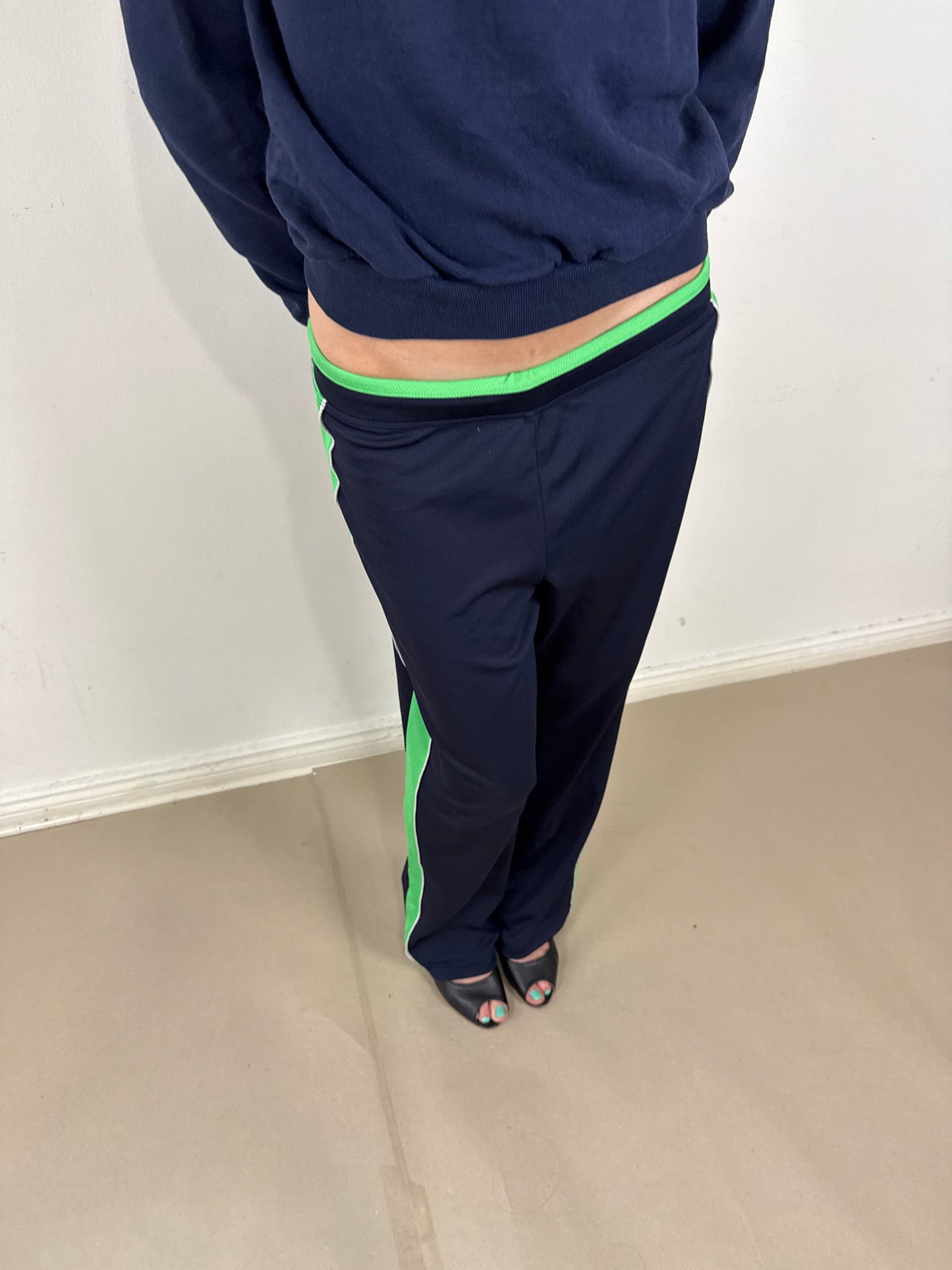2000s navy green track pants