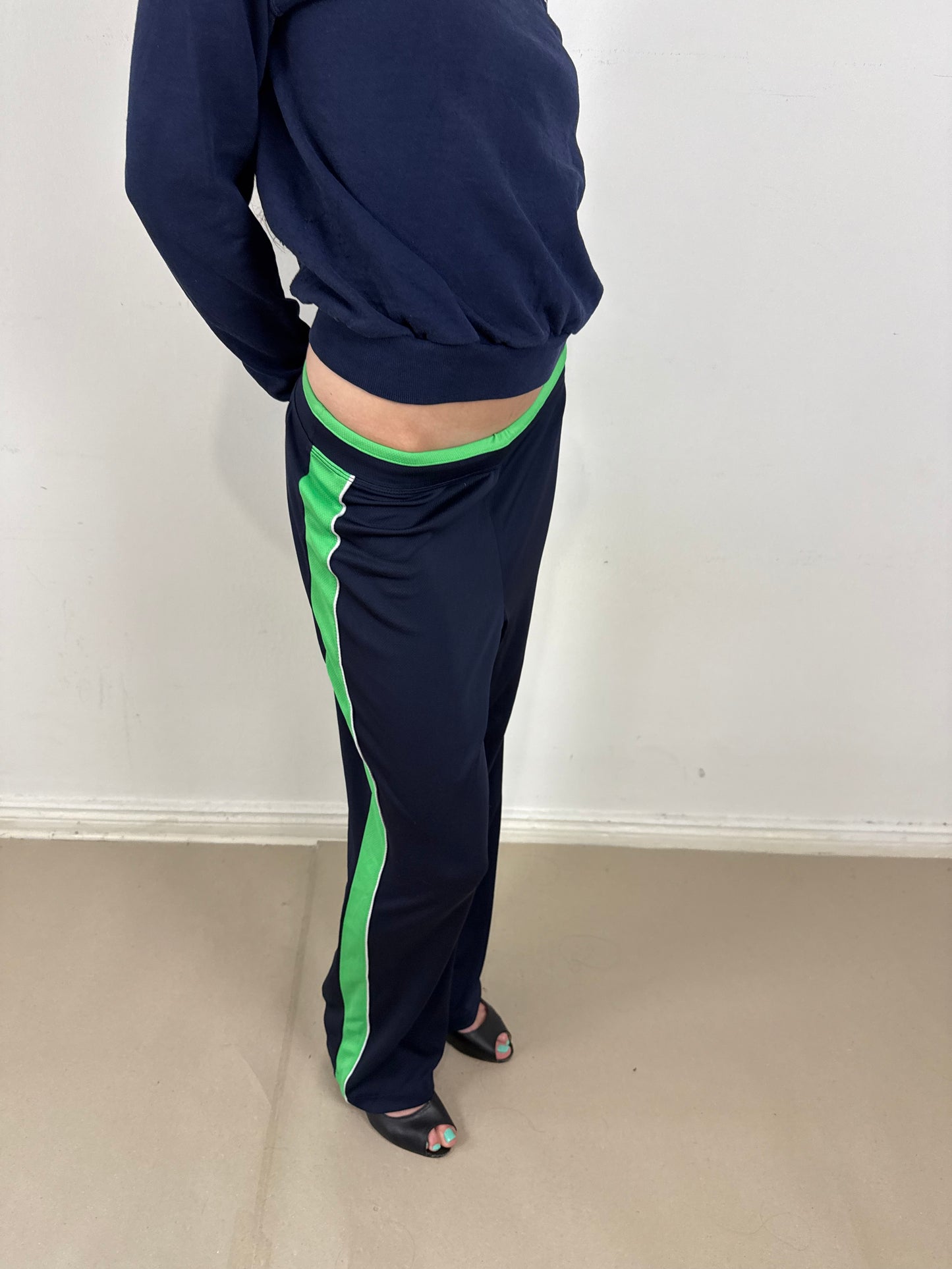 2000s navy green track pants