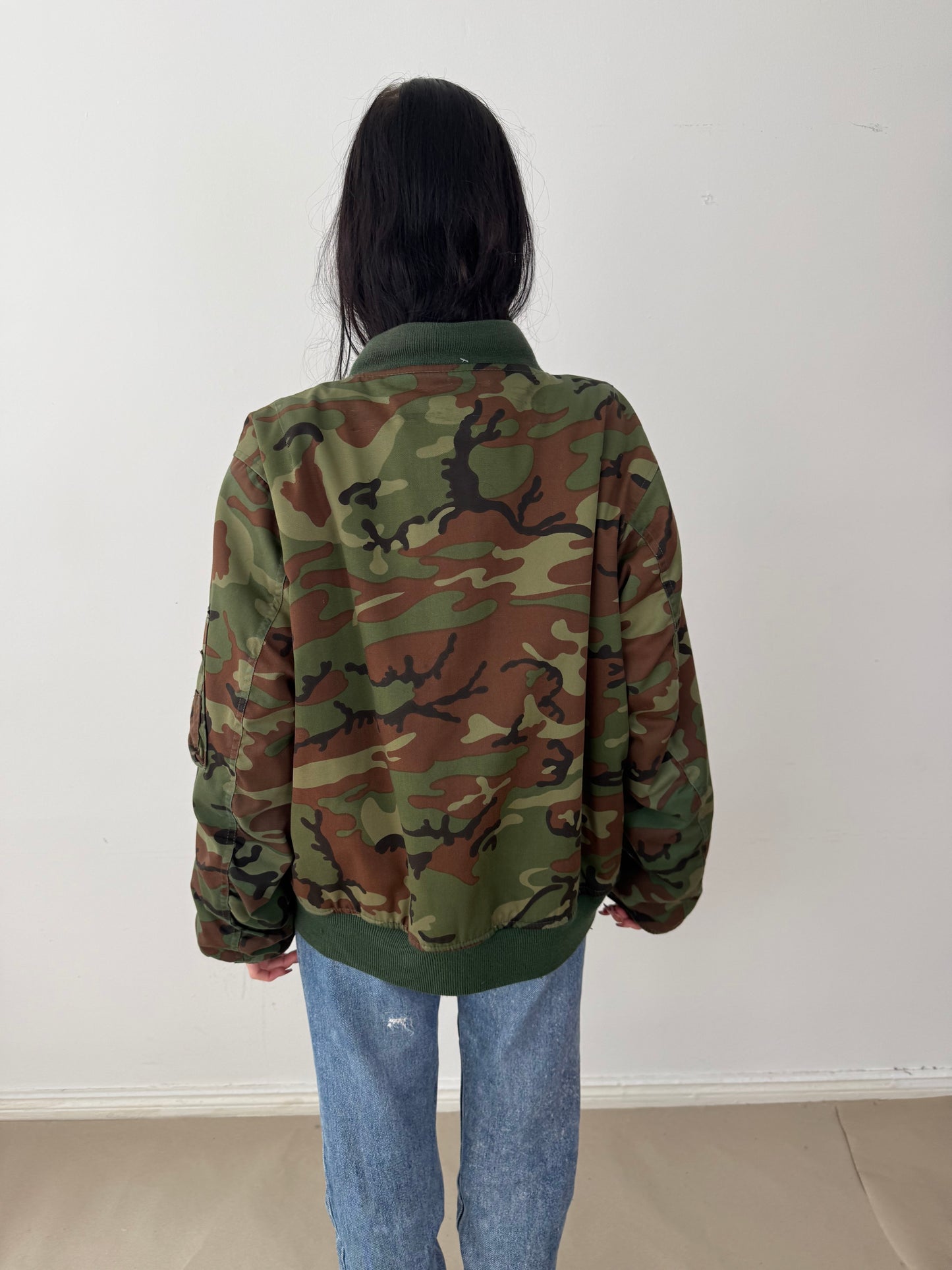2000s camo bomber jacket