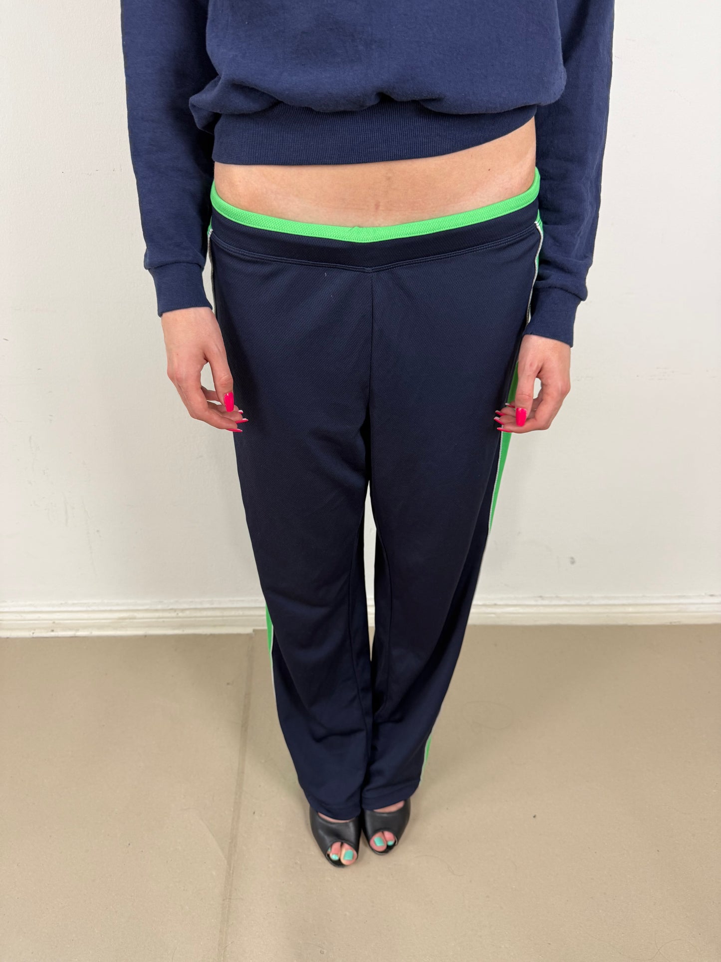 2000s navy green track pants