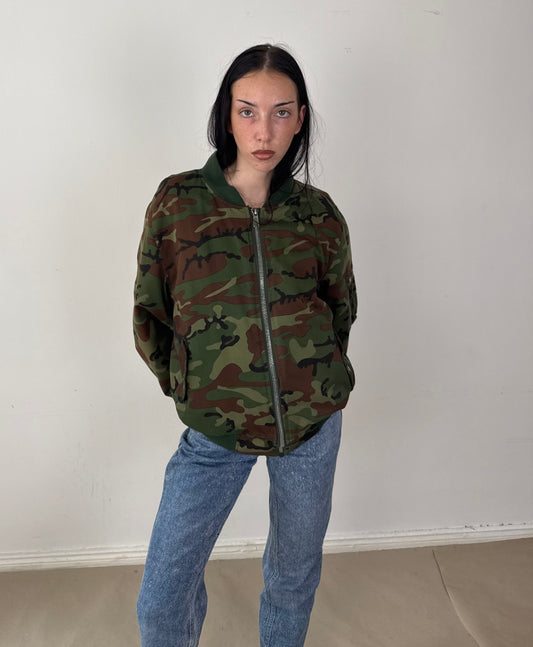 2000s camo bomber jacket