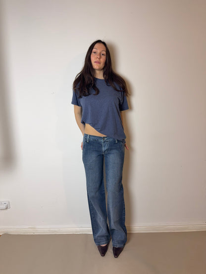 2000s ultra low waist jeans