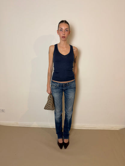 2000s low rise buckle jeans