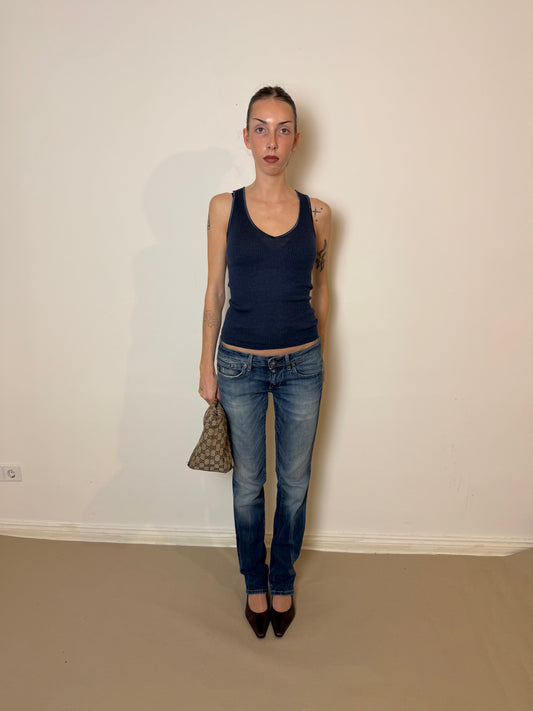 2000s low rise buckle jeans