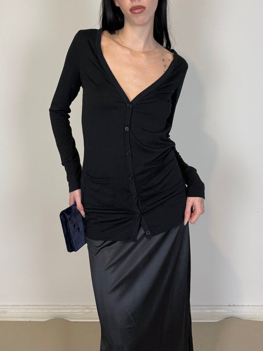2000s deep v cardigan dress top