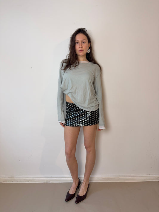 2000s sequin mini skirt