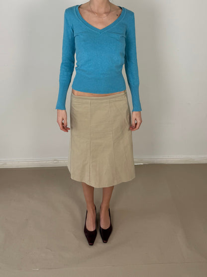 1990s beige midi skirt