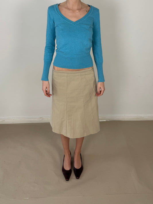 1990s beige midi skirt