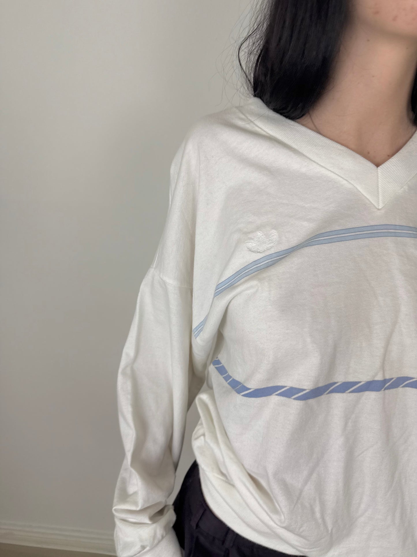 1980s adidas v neck sweater