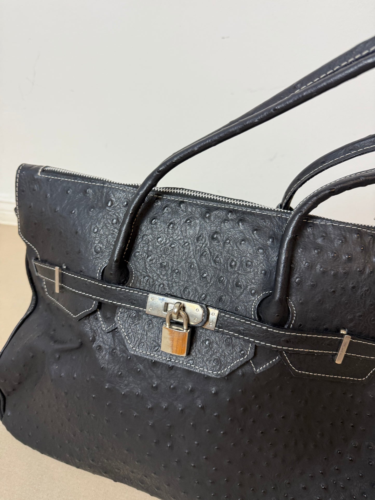 1990s firkin leather bag