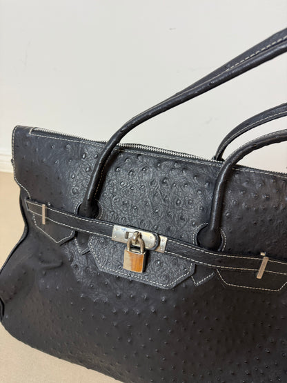 1990s firkin leather bag