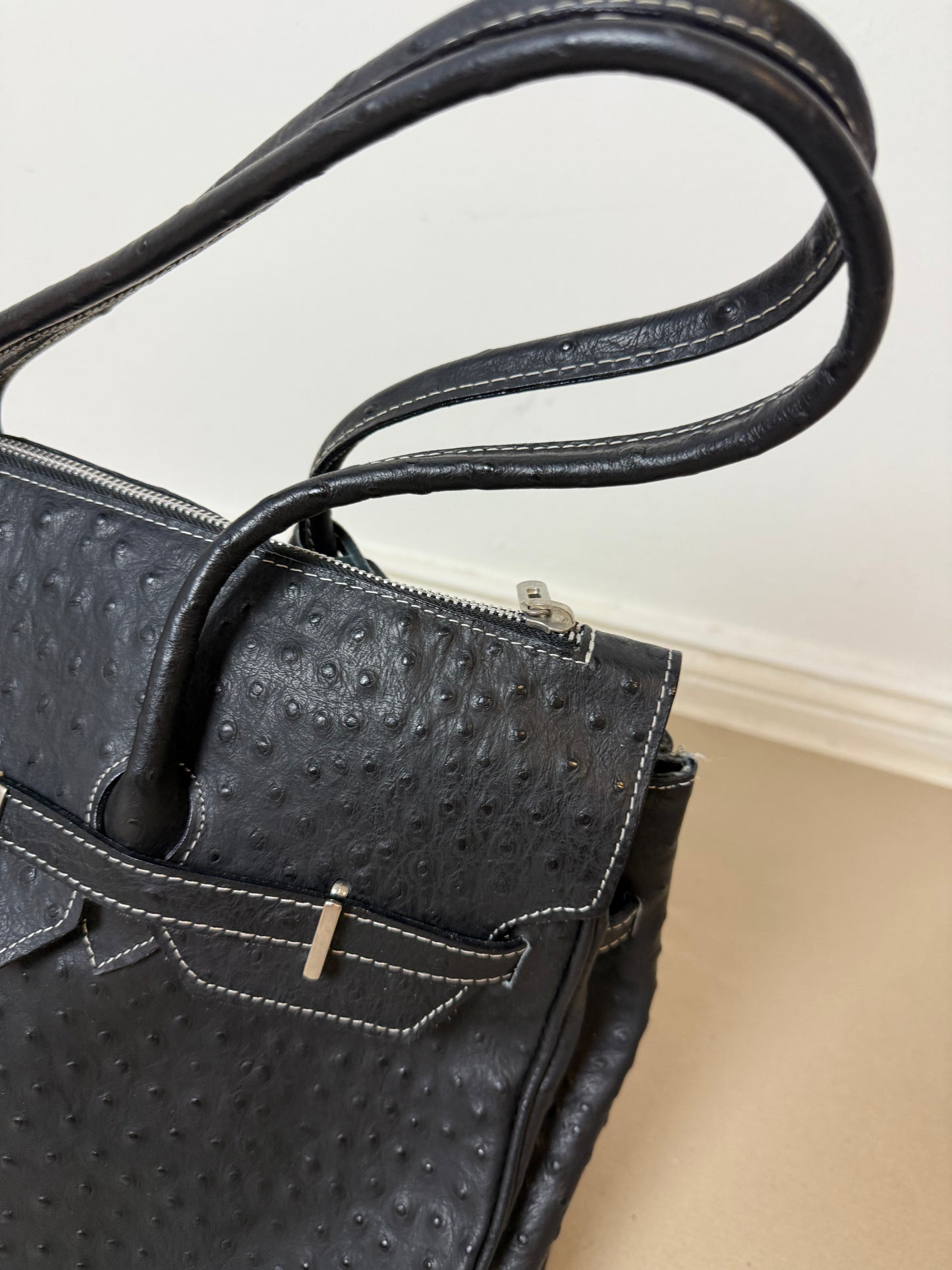 1990s firkin leather bag