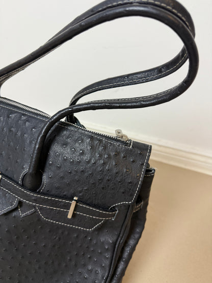 1990s firkin leather bag