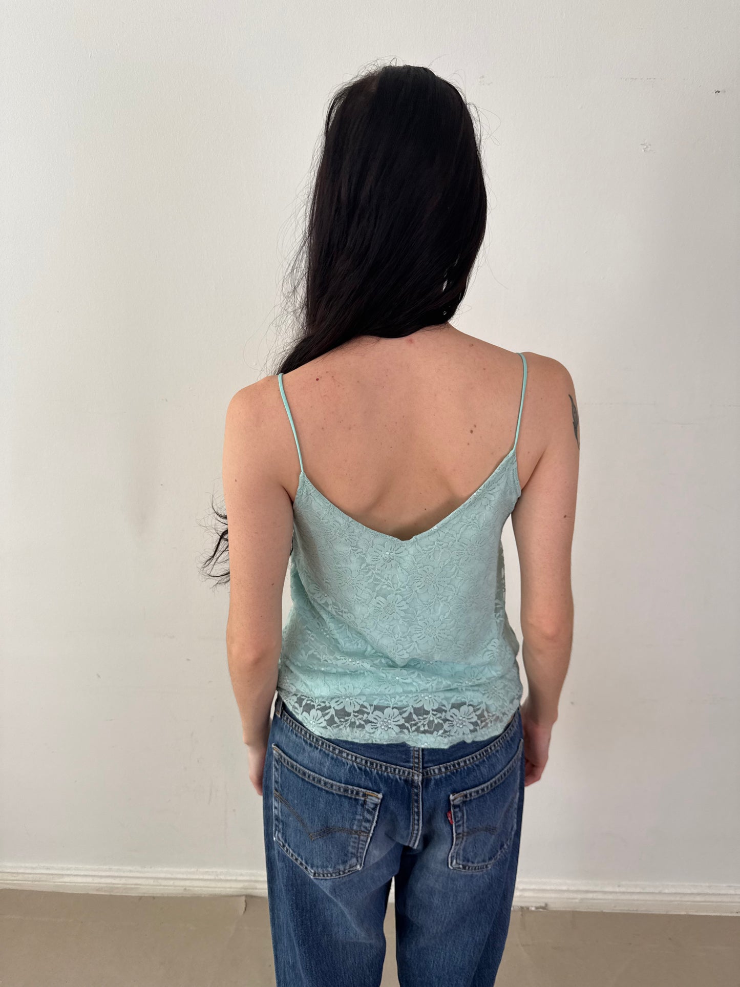 2000s TEAL LACE CAMI