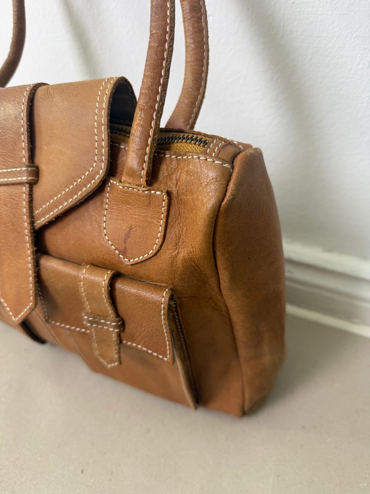 2000s brown leather bag