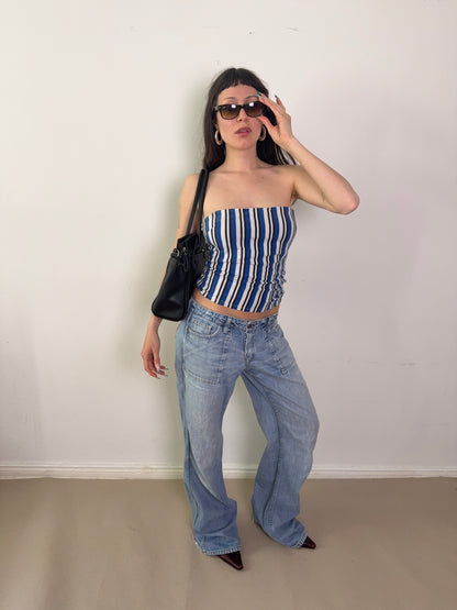 2000s distressed low jeans