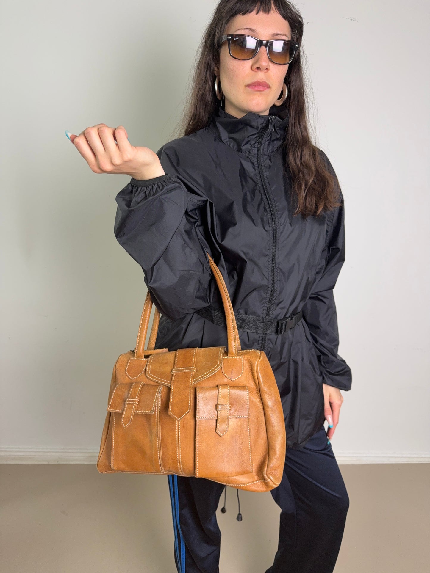 2000s brown leather bag
