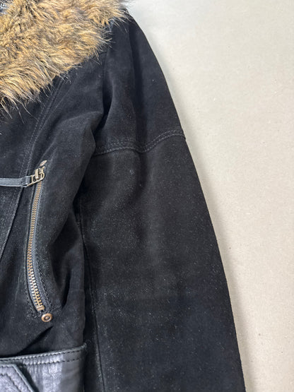1990s fur collar leather jacket