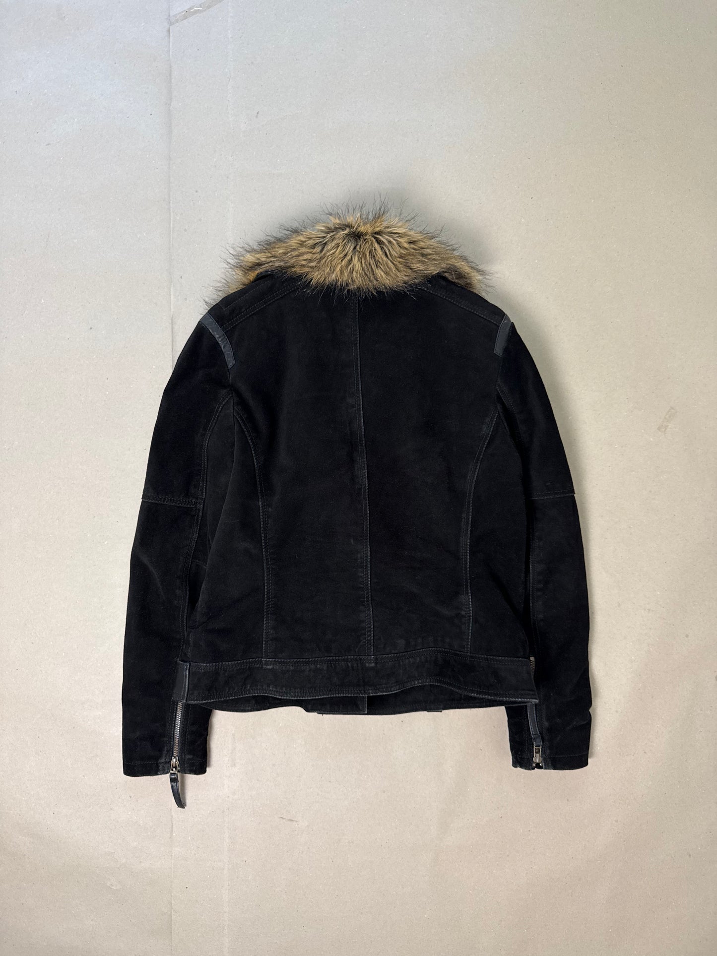 1990s fur collar leather jacket