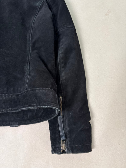 1990s fur collar leather jacket
