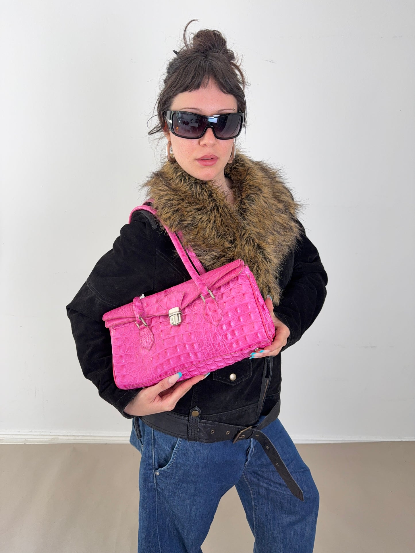1990s pink leather bag