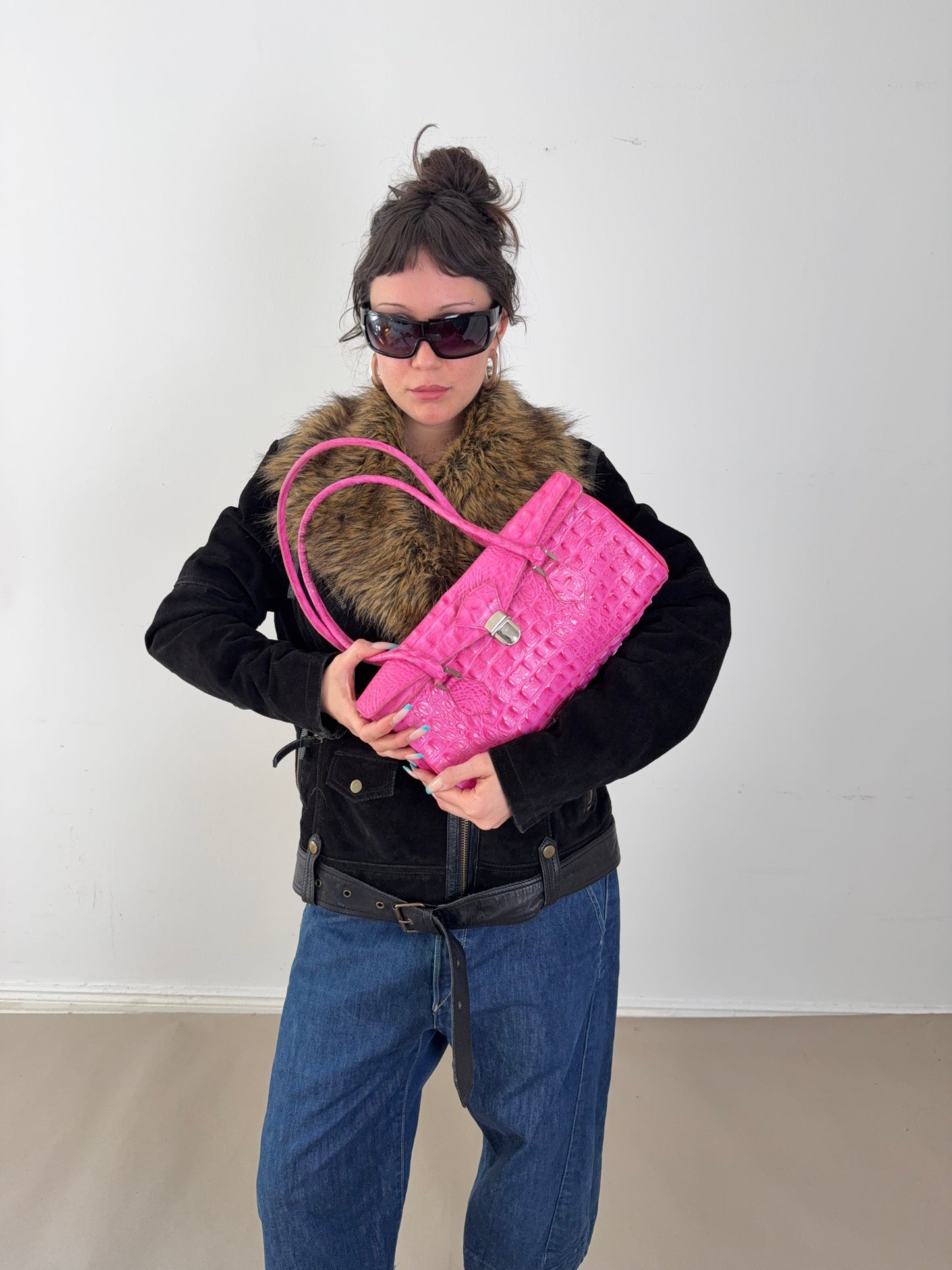 1990s pink leather bag