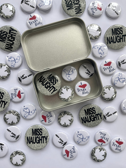 TIN & BADGE SET (5pcs)